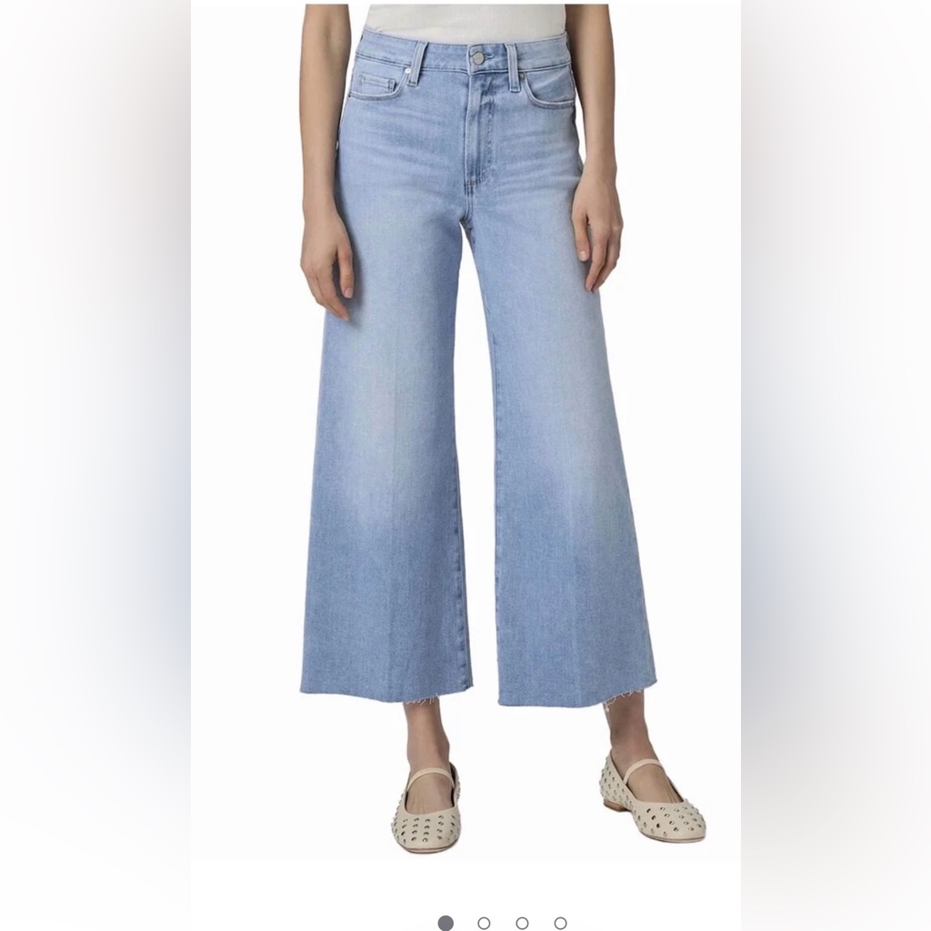 Paige Light Blue Cropped Wide-Leg Jeans